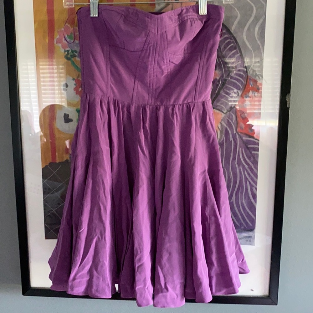 Lavender silk Rebecca Taylor strapless dress